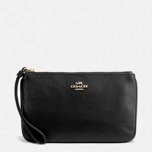 Coach Authentic Large Leather Black Wristlet